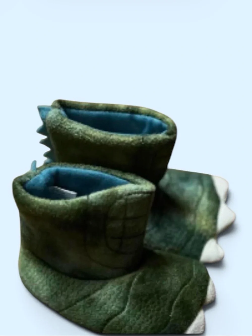 Cat & Jack Toddler Boys Green Dinosaur Claw Feet Slipper Boots Size 12-24 Months
